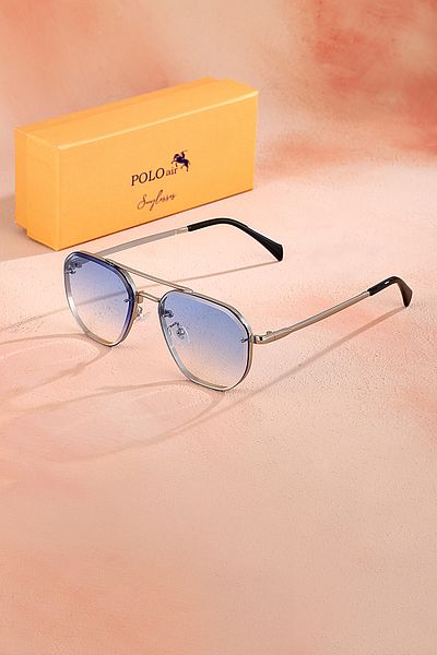 Polo Air نظارات شمسية للرجال PLG-2095C3 بإطار معدني مقاوم للأشعة فوق البنفسجية 400، لون أزرق