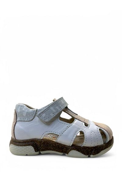 Tuğba Ortopedi 189 Orthopedic 100% Genuine Leather Baby Girl White/Powder Corset Sandals