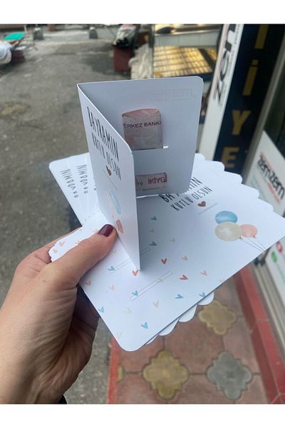 43 cici süsler organizasyon 8 Pieces of Pocket Money Card - Holiday Gift Greeting Money Card