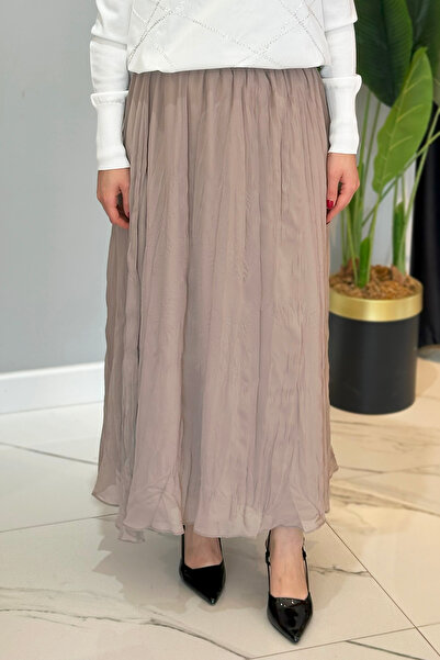 Ceremony Μπεζ Inner Sandy Chiffon Krawl Elastic Waist Φούστα 5638