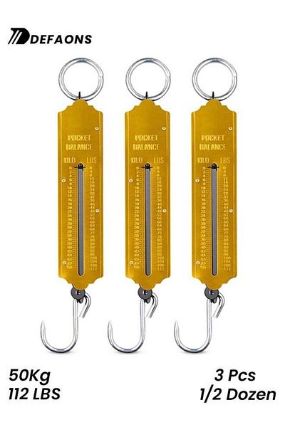 DEFAONS Pocket Balance Spring Scale Portable Hanging Weighing Scale with Hook 50Kg 112LBS Capacity D