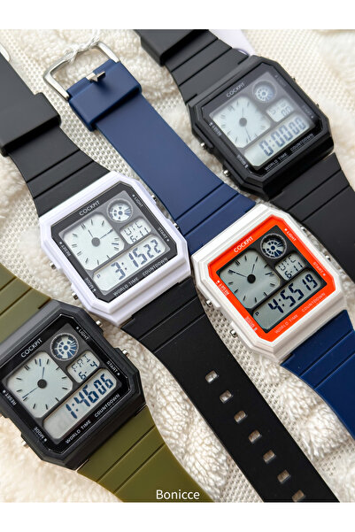 Cockpit Marka Siyah Renk Silikon Kordon, Işıklı, Dijital Spor Kadın Kol Saati...