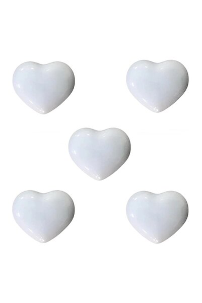 SÖZER ORMAN ÜRÜNLERİ 5 ADET %100 PORSELEN KALPLİ BEYAZ KULP DOLAP ÇEKMECE KULBU ÇOCUK ODASI KULP