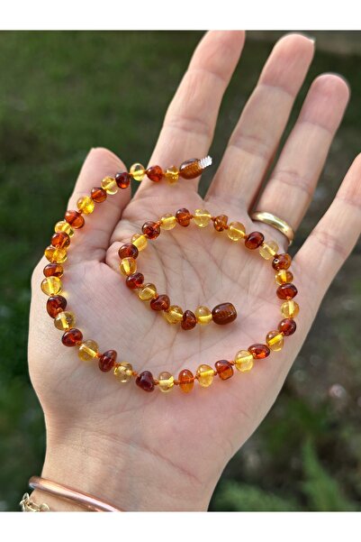 KEHRİBAREVİ KARAMAN Damla Kehribar Bebek Kolyesi Model 006