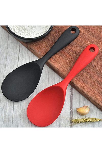 Doori 2Pcs Silicone Pilaf Spoon Serving Spoon Fireproof Non-Stick Durable Non-Scratch Spoon