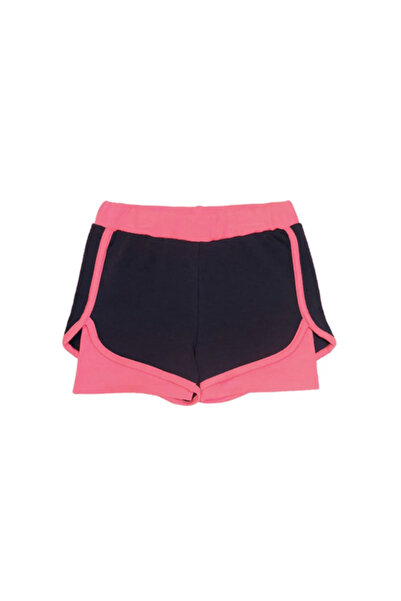 LOVETTI Koyu Lacivert-fuşya Iki Iplik Beli Ribanalı Kız Çocuk Şort