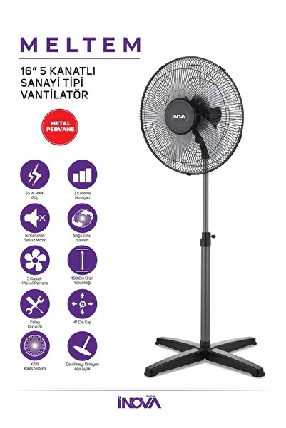 İnova MELTEM 16" 5 Kanatlı Sanayi Tipi Vantilatör