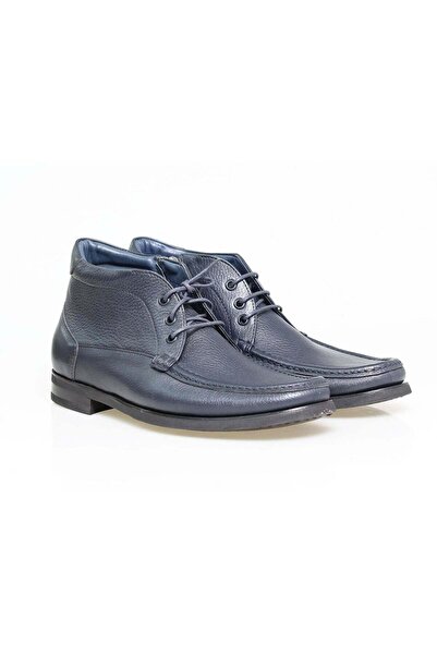 Butik Dark Blue Color Lace-Up Genuine Leather Men's Boots