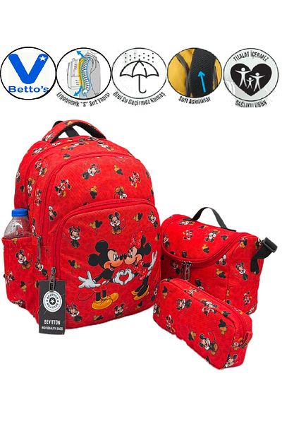 betto's Bts Red Character 3 Piece Set First School Bag Girls Primary School Bag