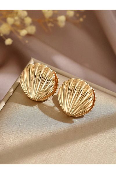 CHARMLUCKY Steel Clamshell Earrings
