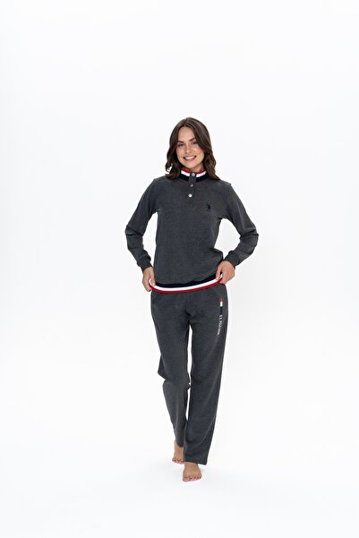 U.S. Polo Assn. U.S. Polo Assn. Kadın Antrasit Mlnj. Çeyizlik Yarım Patlı Pijama Takımı - SELKR20W11S2O