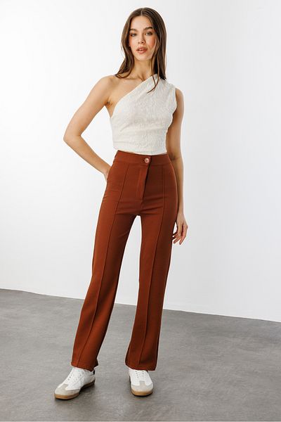 GENIUS STORE بنطلون بالازو نسائي عالي الخصر بأرجل واسعة PANTALON-003