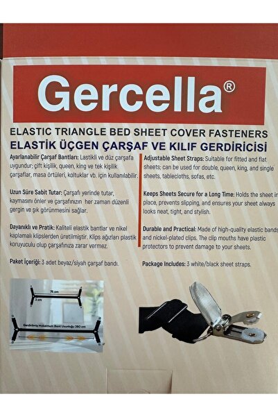 GERCELLA Elastic Triangle Fitted Sheet and Cover Stretcher and Sheet Holder Long Type Black