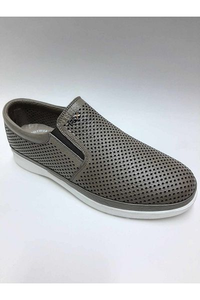 FOREX Genuine Leather Perforated Beige Color Daily Light Weight Laceless Summer Men's Shoes