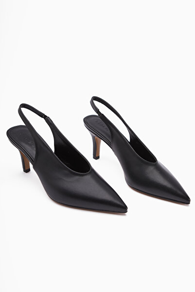 Limoya Remas Black Pointed Toe Thin Heeled Women's Sandals