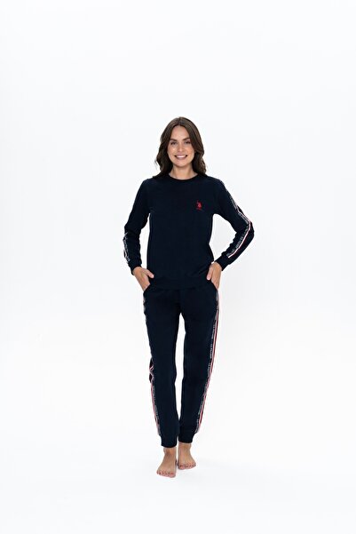 U.S. Polo Assn. U.S. Polo Assn. Kadın Lastik Paça Kutulu Çeyizlik Pijama Takımı - Lacivert - SELKR20S11K3C