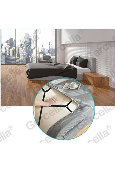 GERCELLA Elastic Triangle Fitted Sheet and Cover Stretcher and Sheet Holder Long Type Black
