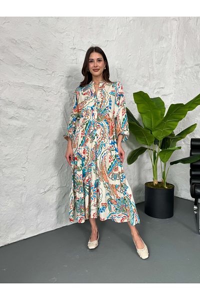 Elif Özbey Butik Rochie lejeră cu modele de culoare ecru