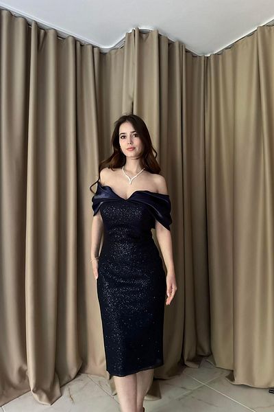 lizge giyim Off Shoulder Strapless Sequin Evening Dress