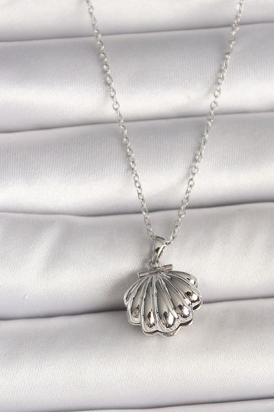 Clariss 316L Steel Silver Color Chain Clamshell Model Women's Necklace with Pearl