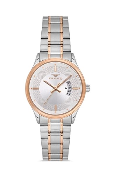 FERRO Rose ve Gümüş Çelik Kordon Kadın Kol Saati FL21464A-E