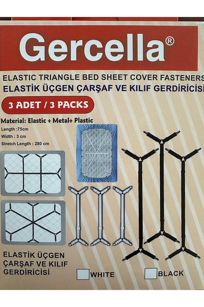 GERCELLA Elastic Triangle Sheet and Case Tightener Long Type Black