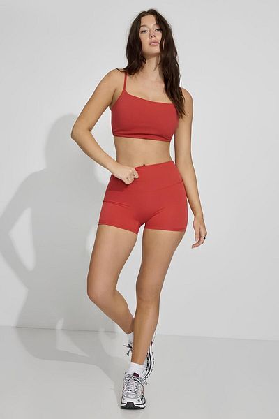 Baluxe Women's Red Rope Strap Cotton Crop Bustier Top