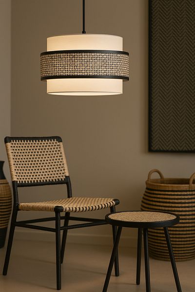 Vivido Abajur Black Wicker Dopia Chandelier