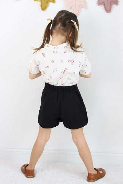 ESİLA KİDS Girl's Skirted Shorts Set, Holiday Floral Patterned Shirt, 3-6 Years Old