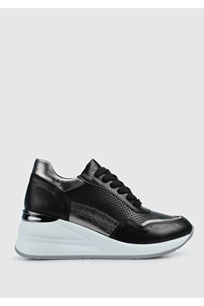 Provoq Black Leather Women's Sneakers
