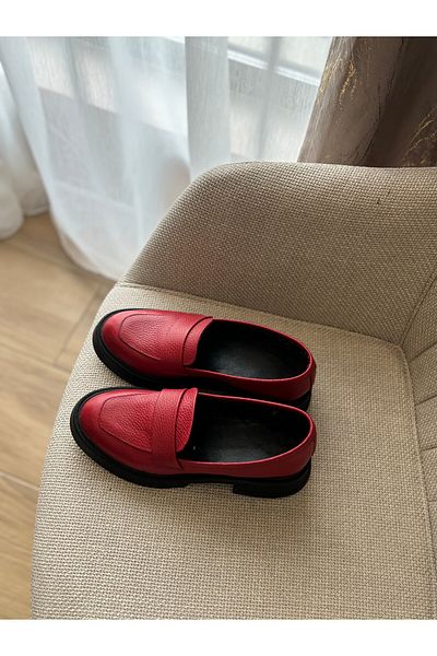 Leather Red Loafers Leather