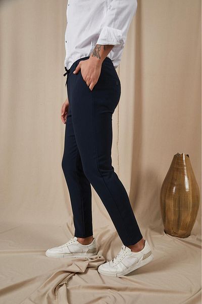 JACK CAPRİO Men's Slim Jogger Pants - High Quality Product with Elastic Waist Limkali Cord Belt