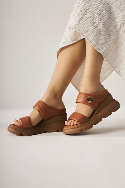 Limoya Susi Brown High Heeled Fluffy Women's Slippers