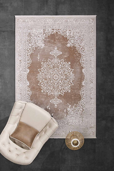 GÜMÜŞSUYU Carissa 11329 Dikdörtgen Akrilik Makine Halısı 160X230 - Kahverengi