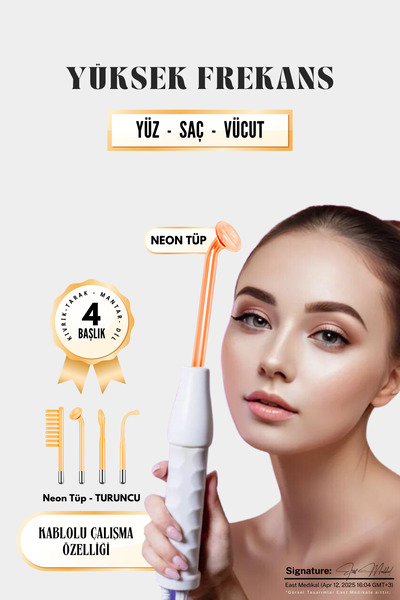 east medical Yüksek Frekans Cihazı 4 Problu Yüz Cilt Bakım Cihazı Gençleştirm...