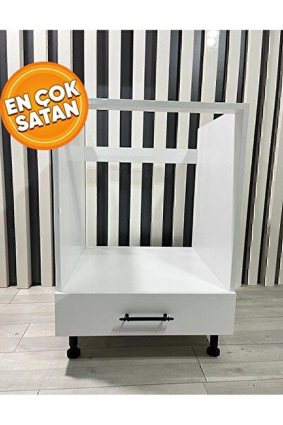 DEMİR DİZAYN Ankastre Modülü Kabini Beyaz Fırın Ocak Dolabı Kapaklı Ayarlı Ayaklı