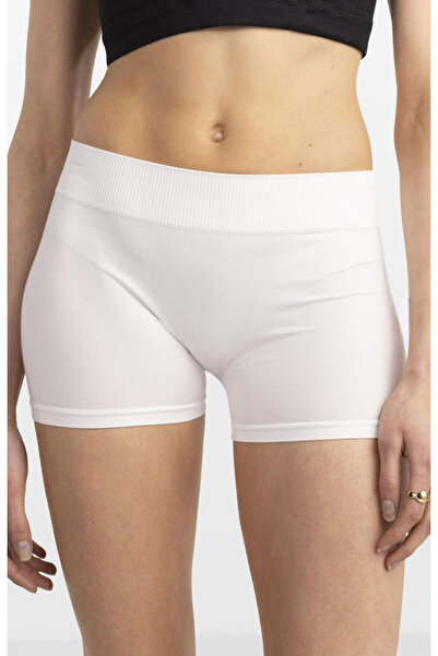 Meralles İz Yapmayan Basic Dikişsiz Diz Üstü Şort Tayt Yüksek Bel Boxer
