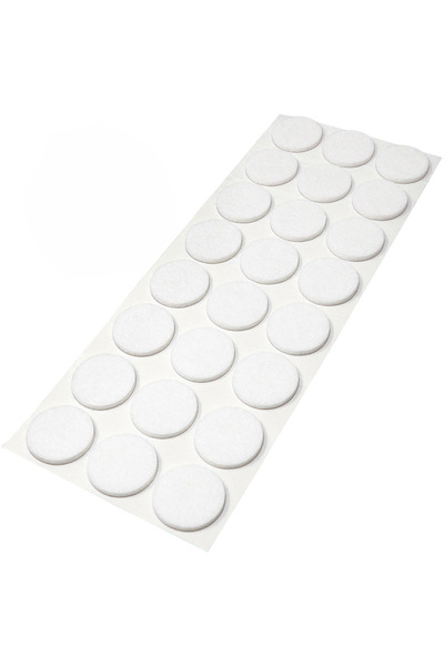 Keyiflice Sandalye Mobilya Ayak Pedi 20mm Kaydırmaz Keçe (96'lı) Yapışkanlı Parke Zemin Koruyucu - Beyaz