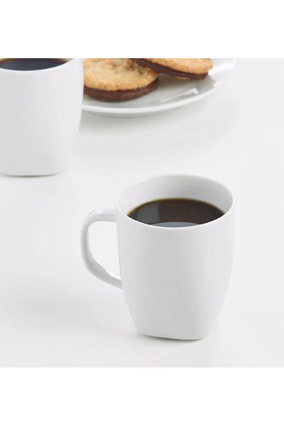 IKEA 4 tea cups, height 8 cm, set of 4 white porcelain coffee cups, size 170 ml