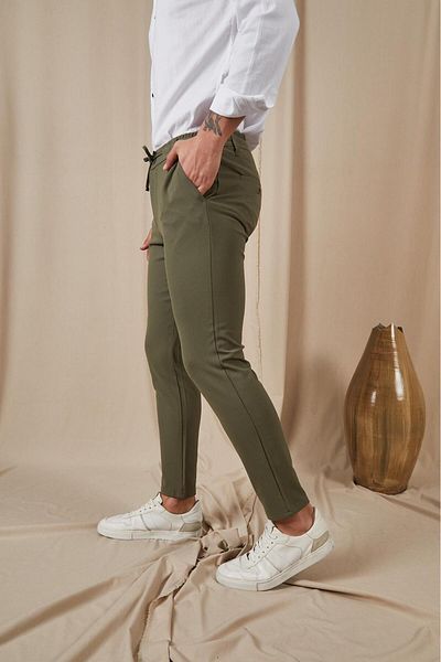 JACK CAPRİO Men's Slim Jogger Pants - High Quality Product with Elastic Waist Limkali Cord Belt