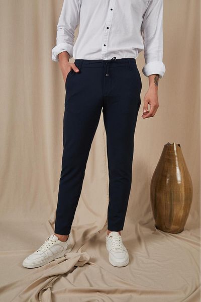 JACK CAPRİO Men's Slim Jogger Pants - High Quality Product with Elastic Waist Limkali Cord Belt