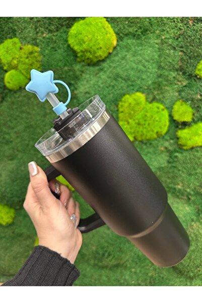 Qans Bilisim Mavi Silikon Yıldız Termos Pipet Başlığı Aksesuar