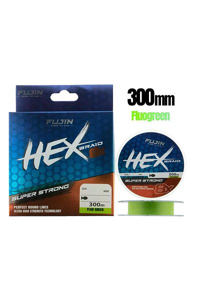 Fujin Hex Braid 8x 300m Fluo Green Pe Ip Fishing Line