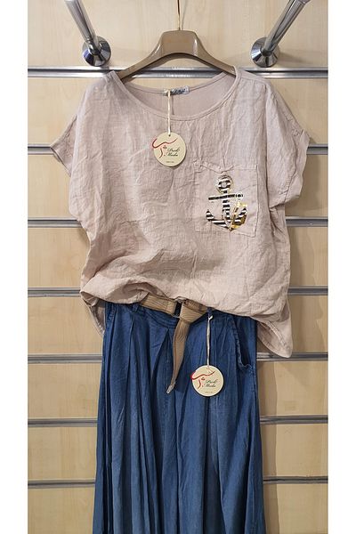 Park Moda ΜΙΚΡΗ ΜΠΛΟΥΖΑ ΜΕ ΣΧΕΔΙΟ ΑΓΚΥΡΑΣ ΜΟΝΗ ΤΣΕΠΗ ΛΙΝΑ