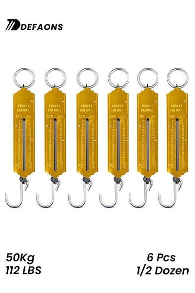 DEFAONS Pocket Balance Spring Scale Portable Hanging Weighing Scale with Hook 50Kg 112LBS Capacity D