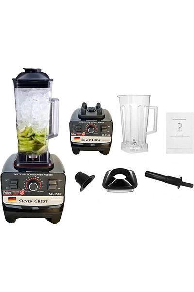 Silver Crest Silvercrest 4500W blender with two bowls: a large 2L bowl for juices and a small 1L bowl for grinding coffee and spices.