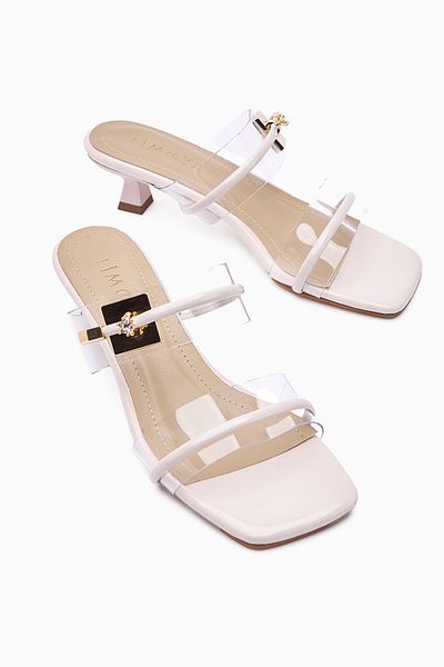 Limoya Γυναικείες παντόφλες Silvi Beige λουστρίνι με κοντό τακούνι