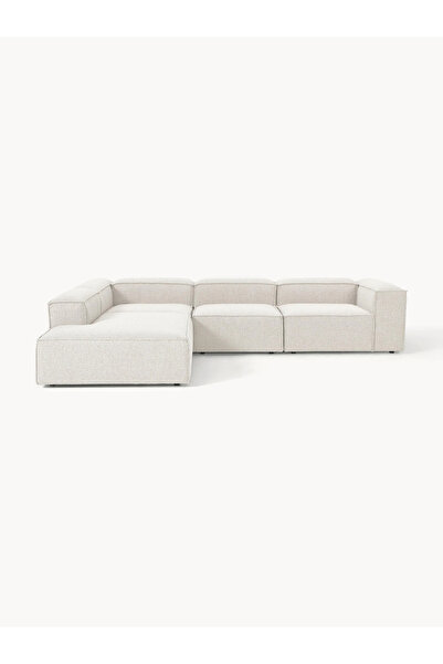 Mobilya Stant Most Mollis Pro 4 Modül Sol Köşe Koltuk 01 Lüks Beyaz Bukle Kumaş Yumuşak Sünger(Evinize Teslim)