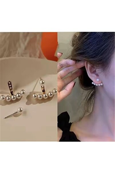 HOBİSY GIFT SHOP Modern Minimalist İnci Küpe | Antialerjik Gümüş Renk Çelik Küpe