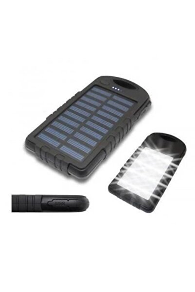 AteşTech 10000 Mah Solar Güneş Enerjili 12 Led Işıklı Flaşörlü Powerbank